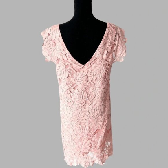 BB Dakota Rene Deep V Neck Lace Shift Dress - Picture 4 of 13